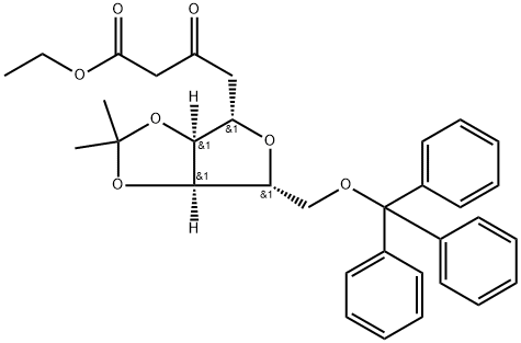 5,8-Anhydro-2,4-dideoxy-6,7-O-(1-methylethylidene)-9-O-(triphenylmethyl)-L-ribo-3-nonulosonic Acid Ethyl Ester 구조식 이미지