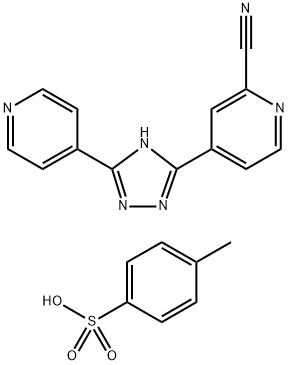 2-Pyridinecarbonitrile, 4-[3-(4-pyridinyl)-1H-1,2,4-triazol-5-yl]-, 4-methylbenzenesulfonate (1:) Structure