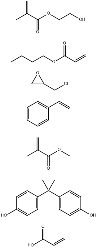 2-Propenoic acid, 2-methyl-, 2-hydroxyethyl ester, polymer with butyl 2-propenoate, (chloromethyl)oxirane, ethenylbenzene, 4,4-(1-methylethylidene)bisphenol, methyl 2-methyl-2-propenoate and 2-propenoic acid Structure