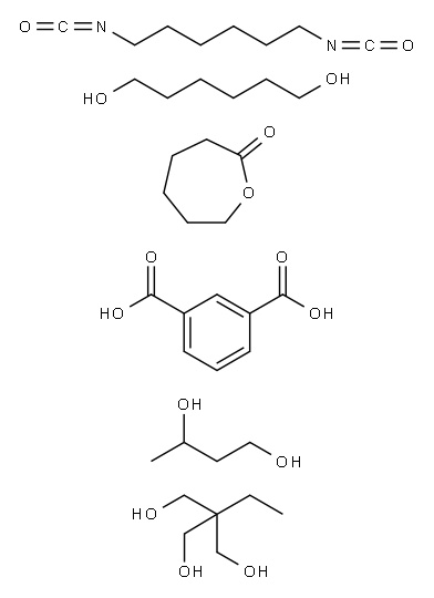 1,3-Benzenedicarboxylic acid, polymer with 1,3-butanediol, 1,6-diisocyanatohexane, 2-ethyl-2-(hydroxymethyl)-1,3-propanediol, 1,6-hexanediol and 2-oxepanone 구조식 이미지