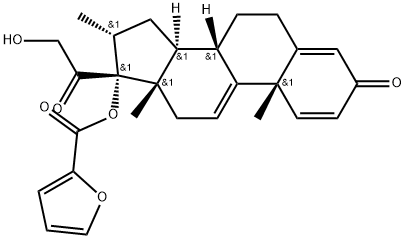 Pregna-1,4,9(11)-triene-3,20-dione, 17-[(2-furanylcarbonyl)oxy]-21-hydroxy-16-methyl-, (16α)- 구조식 이미지