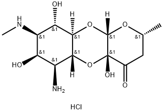 4H-Pyrano[2,3-b][1,4]benzodioxin-4-one, 6-aminodecahydro-4a,7,9-trihydroxy-2-methyl-8-(methylamino)-, dihydrochloride, [2R-(2α,4aβ,5aβ,6β,7β,8β,9α,9aα,10aβ)]- (9CI) Structure