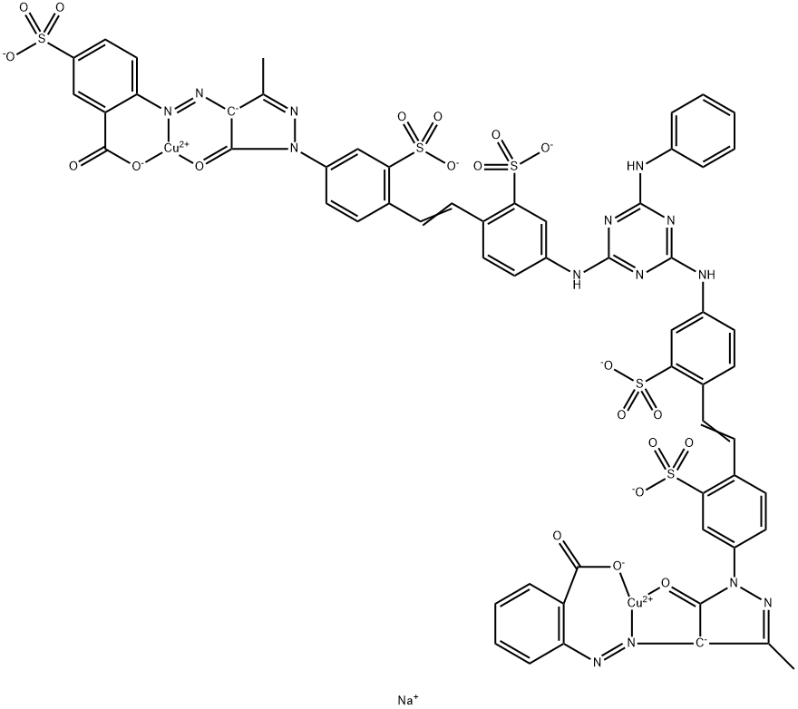 Cuprate(5-), [μ-[2-[[1-[4-[2-[4-[[4-[[4-[2-[4-[4-[(2-carboxyphenyl)azo]-4,5-dihydro-3-methyl-5-oxo-1H-pyrazol-1-yl]-2-sulfophenyl]ethenyl]-3-sulfophenyl]amino]-6-(phenylamino)-1,3,5-triazin-2-yl]amino]-2-sulfophenyl]ethenyl]-3-sulfophenyl]-4,5-dihydro-3- Structure