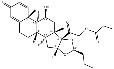 Pregna-1,4-diene-3,20-dione, 16,17-[butylidenebis(oxy)]-11-hydroxy-21-(1-oxopropoxy)-, [11β,16α(S)]- (9CI) Structure
