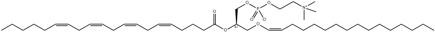 3,5,8-Trioxa-4-phosphaoctacosa-13,16,19,22-tetraen-1-aminium, 7-[[(1Z)-1-hexadecen-1-yloxy]methyl]-4-hydroxy-N,N,N-trimethyl-9-oxo-, inner salt, 4-oxide, (7R,13Z,16Z,19Z,22Z)- Structure