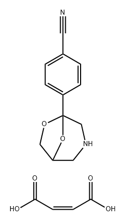 but-2-enedioic acid, 4-(7,8-dioxa-3-azabicyclo[3.2.1]oct-1-yl)benzonit rile 구조식 이미지