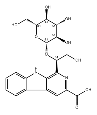 9H-Pyrido[3,4-b]indole-3-carboxylic acid, 1-[(1R)-1-(β-D-glucopyranosyloxy)-2-hydroxyethyl]- Structure