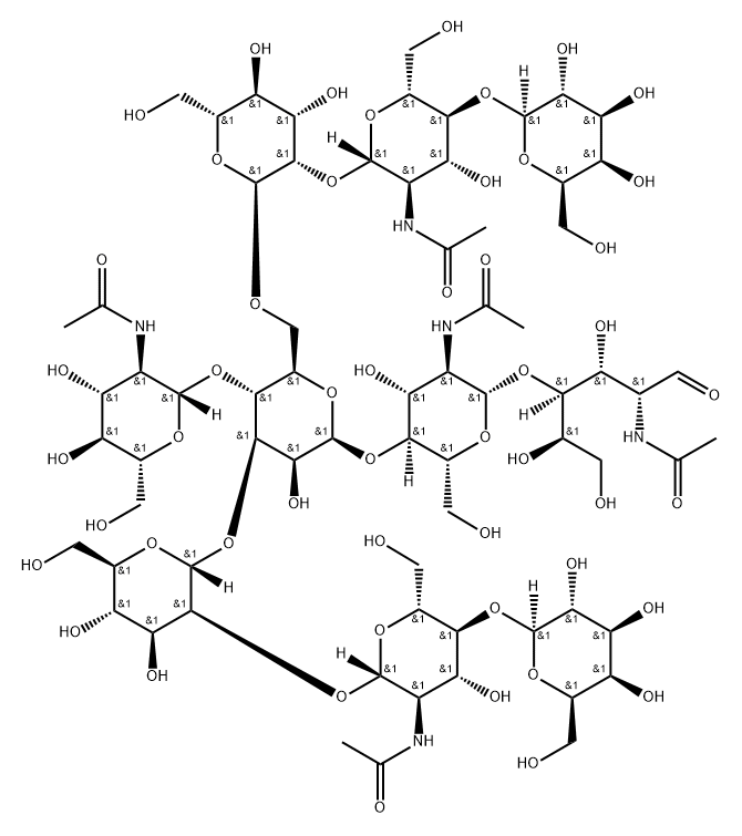 MANNOTRIOSE-DI-(N-ACETYLGLUCOSAMINE), BIS(GALACTOSYL-N-ACETYLGLUCOSAMINYL)-BISECTING N-ACETYLGLUCOSAMINYL- Structure