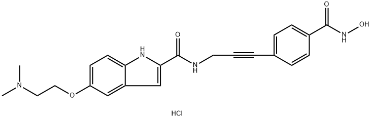 1H-Indole-2-carboxamide, 5-[2-(dimethylamino)ethoxy]-N-[3-[4-[(hydroxyamino)carbonyl]phenyl]-2-propyn-1-yl]-, hydrochloride (1:1) Structure