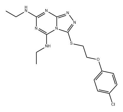 3-{[2-(4-chlorophenoxy)ethyl]sulfanyl}-N5,N7-diet hyl-[1,2,4]triazolo[4,3-a][1,3,5]triazine-5,7-diamine Structure