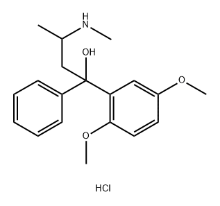 Benzenemethanol, 2,5-dimethoxy-α-[2-(methylamino)propyl]-α-phenyl-, hydrochloride (1:1) 구조식 이미지