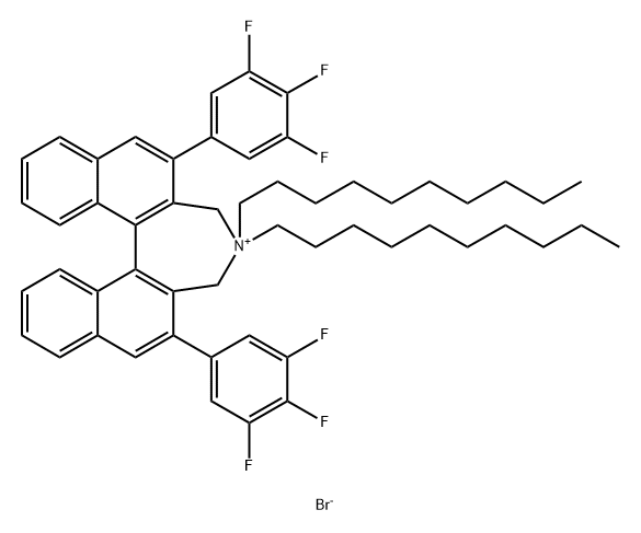 3H-Dinaphth[2,1-c:1',2'-e]azepinium, 4,4-didecyl-4,5-dihydro-2,6-bis(3,4,5-trifluorophenyl)-, bromide (1:1), (11bS)- Structure