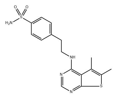 4-(2-((5,6-Dimethylthieno[2,3-d]pyrimidin-4-yl)amino)ethyl)benzenesulfonamide Structure