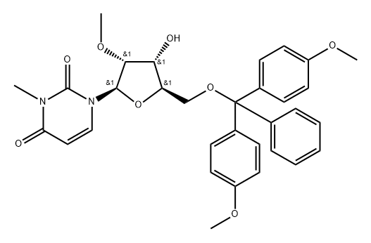 Uridine, 5'-O-[bis(4-methoxyphenyl)phenylmethyl]-3-methyl-2'-O-methyl- (9CI) Structure