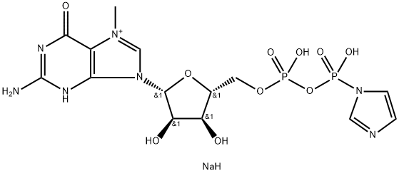 5′-Guanylic acid, 7-methyl-, monoanhydride with 1Himidazol-1-ylphosphonic acid, disodium salt 구조식 이미지