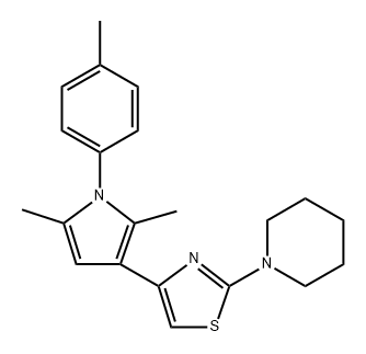 4-(2,5-dimethyl-1-(p-tolyl)-1H-pyrrole-3-yl)-2-(piperidino)thiazole Structure