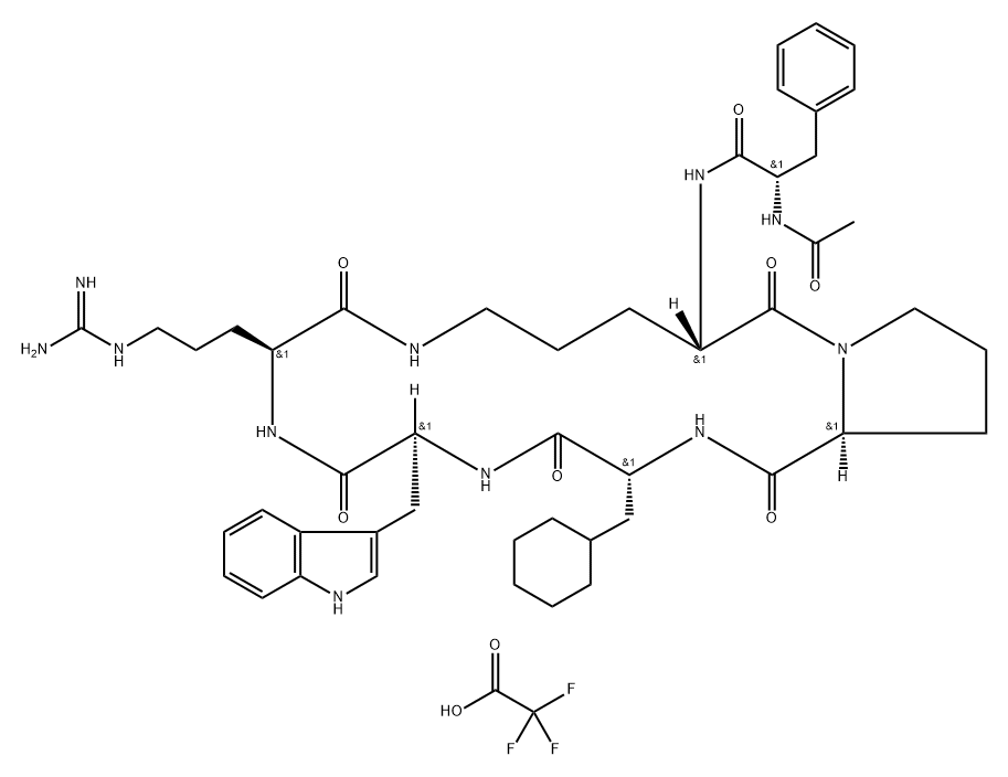 L-Arginine, N-acetyl-L-phenylalanyl-L-ornithyl-L-prolyl-3-cyclohexyl-D-alanyl-L-tryptophyl-, (6→2)-lactam, mono(trifluoroacetate) (9CI) Structure