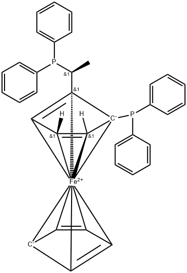 (1R)-1-(diphenylphosphino)-2-[(1S)-1-(diphenylphosphino)ethyl]-Ferrocene 구조식 이미지