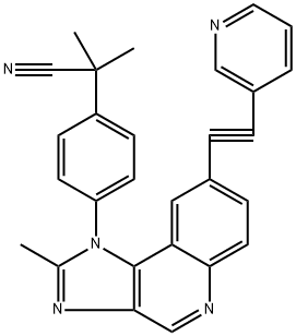 α,α,-Dimethyl-4-[2-methyl-8-[2-(3-pyridinyl)ethynyl]-1H-imidazo[4,5-c]quinolin-1-yl]-benzeneacetonitrile 구조식 이미지
