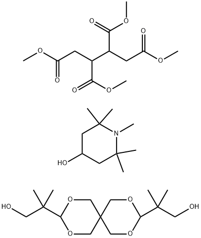 1,2,3,4-Butanetetracarboxylic acid, tetramethyl ester, reaction products with 1,2,2,6,6-pentamethyl-4-piperidinol and beta,beta,beta',beta'-tetramethyl-2,4,8,10-tetraoxaspiro[5.5]undecane-3,9-diethanol Structure