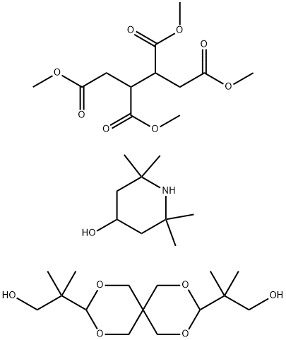 1,2,3,4-Butanetetracarboxylic acid, tetramethyl ester, reaction products with 2,2,6,6-tetramethyl-4-piperidinol and beta,beta,beta',beta'-tetramethyl-2,4,8,10-tetraoxaspiro[5.5]undecane-3,9-diethanol Structure