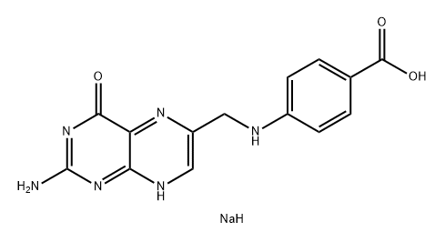 Benzoic acid, 4-[[(2-amino-3,4-dihydro-4-oxo-6-pteridinyl)methyl]amino]-, sodium salt (1:1) Structure