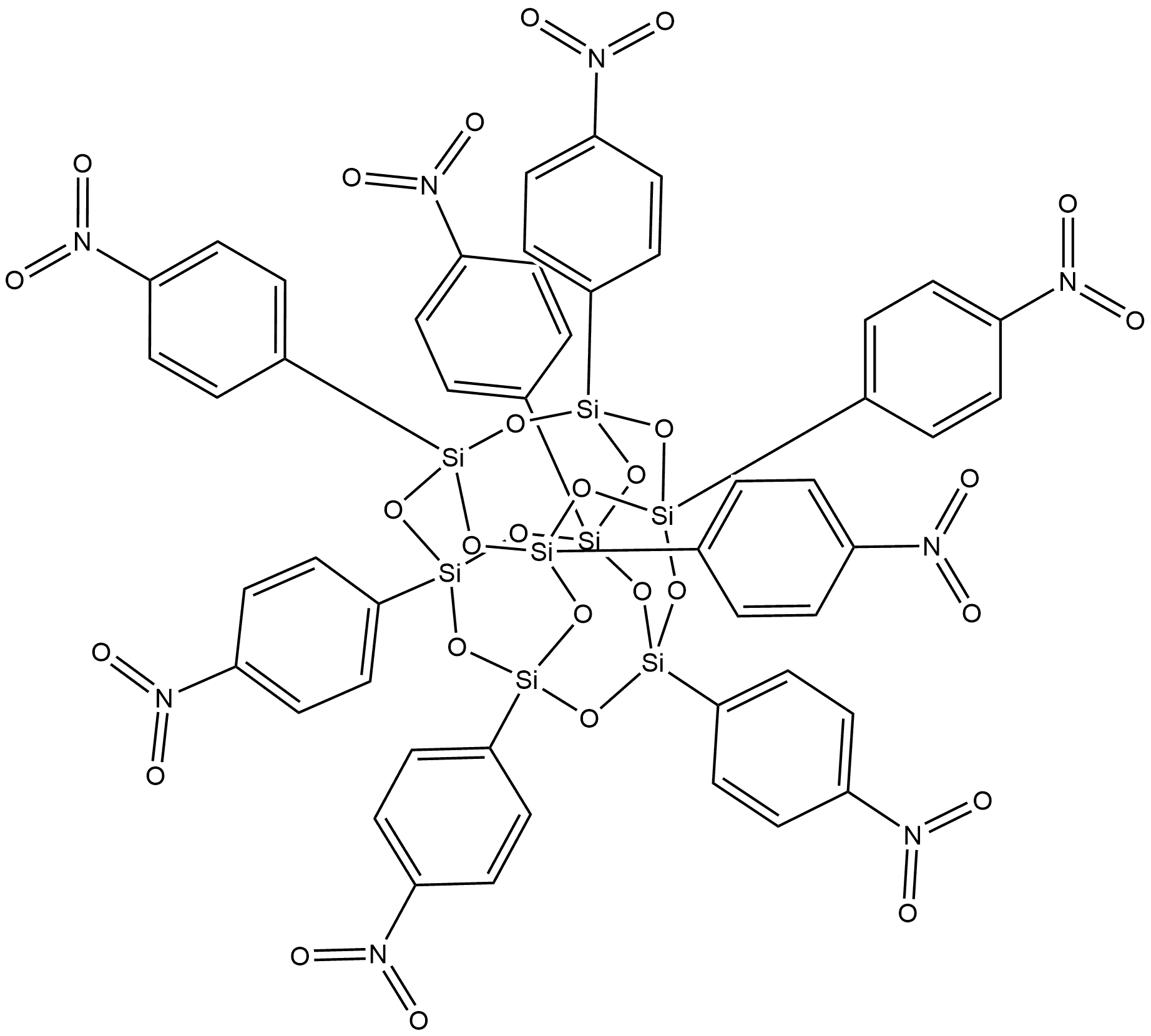 Pentacyclo[9.5.1.13,9.15,15.17,13]octasiloxane, 1,3,5,7,9,11,13,15-octakis(4-nitrophenyl)- Structure