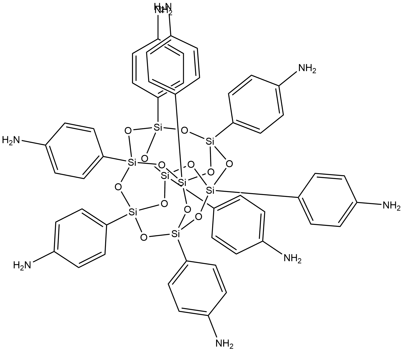 Benzenamine, 4,4',4'',4''',4'''',4''''',4'''''',4'''''''-pentacyclo[9.5.1.13,9.15,15.17,13]octasiloxane-1,3,5,7,9,11,13,15-octayloctakis- Structure