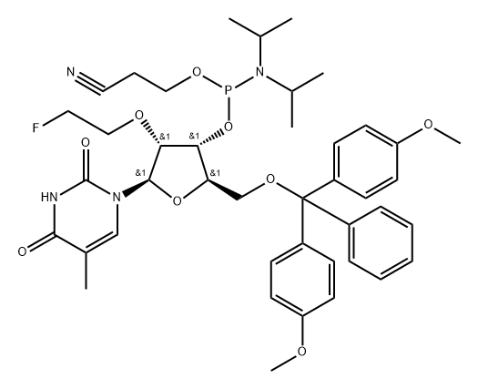 2-O-ETHYL-FLUORO-5-O-DMTr-5-METHYL- URIDINE-3-O-CE-AMIDITE Structure