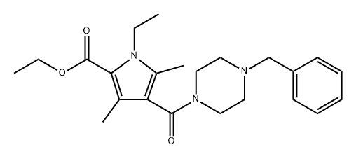 1H-Pyrrole-2-carboxylic acid, 1-ethyl-3,5-dimethyl-4-[[4-(phenylmethyl)-1-piperazinyl]carbonyl]-, ethyl ester Structure
