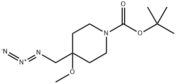 1-Piperidinecarboxylic acid, 4-(azidomethyl)-4-methoxy-, 1,1-dimethylethyl ester 구조식 이미지