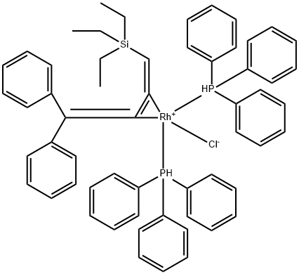 Rhodium, chloro[[(2,3-η)-4,4-diphenyl-1,2,3-butatrienyl]triethylsilane]bis(triphenylphosphine)-, stereoisomer (9CI) Structure