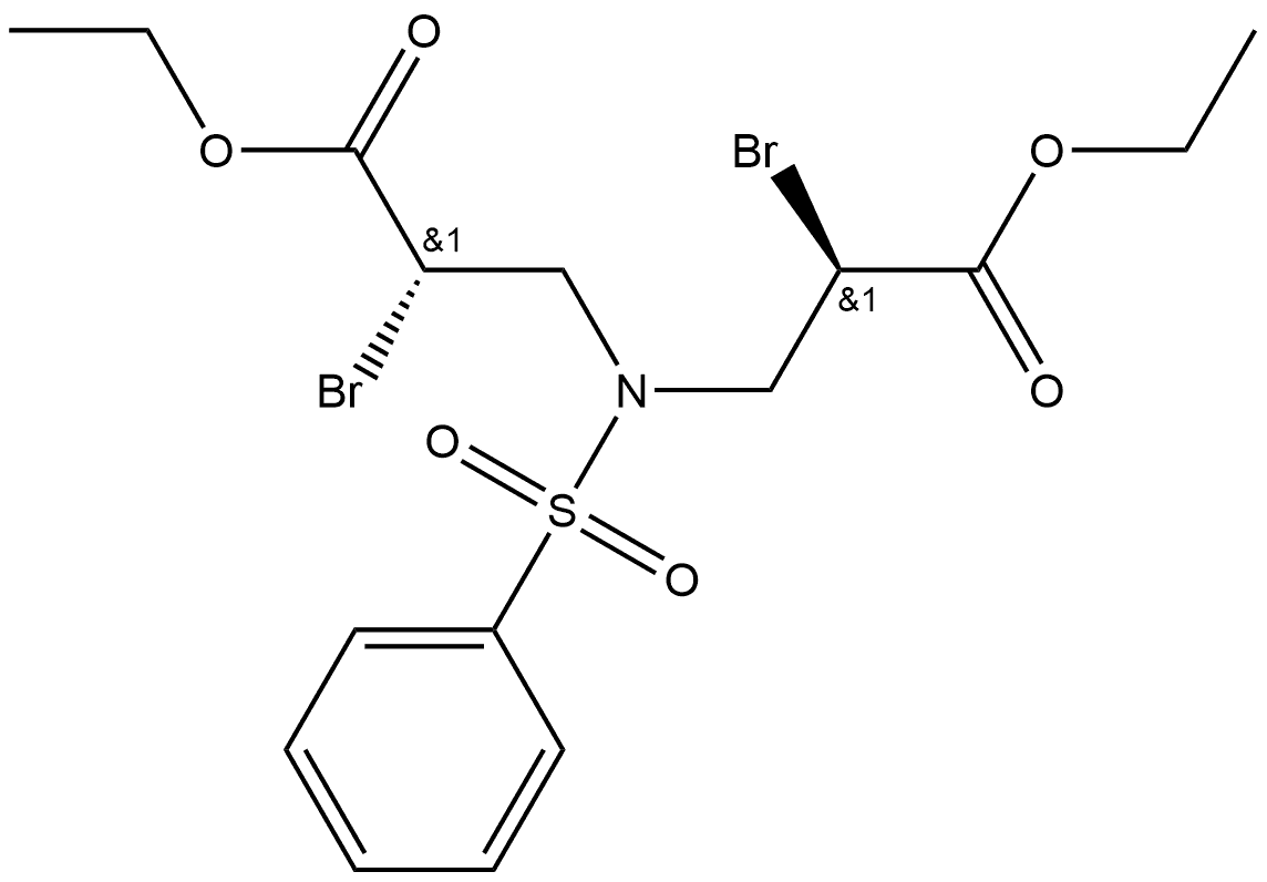 Propanoic acid, 3,3'-[(phenylsulfonyl)imino]bis[2-bromo-, diethyl ester, (2R,2'S)- (9CI) Structure