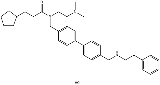 N-[2-(Dimethylamino)ethyl]-N-[[4′-[[(2-phenylethyl)amino]methyl][1,1′-biphenyl]-4-yl]methyl]-cyclopentanepropanamide dihydrochloride Structure