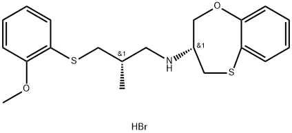 2H-1,5-Benzoxathiepin-3-amine, 3,4-dihydro-N-[(2S)-3-[(2-methoxyphenyl)thio]-2-methylpropyl]-, hydrobromide (1:1), (3R)- Structure