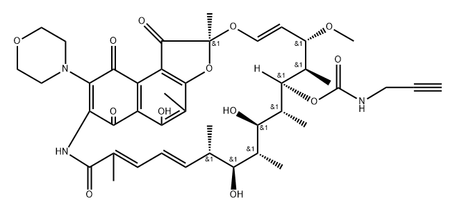 Rifamycin, 25-O-deacetyl-1,4-dideoxy-1,4-dihydro-3-(4-morpholinyl)-1,4-dioxo-25-O-[(2-propynylamino)carbonyl]- Structure
