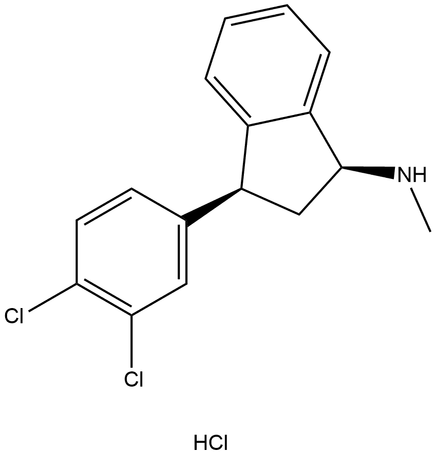 1H-Inden-1-amine, 3-(3,4-dichlorophenyl)-2,3-dihydro-N-methyl-, hydrochloride (1:1), (1R,3R)-rel- 구조식 이미지