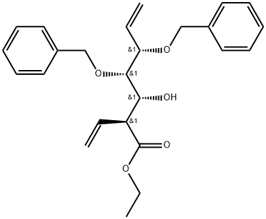 L-gulo-Hept-6-enonic acid, 2,6,7-trideoxy-2-ethenyl-4,5-bis-O-(phenylmethyl)-, ethyl ester Structure