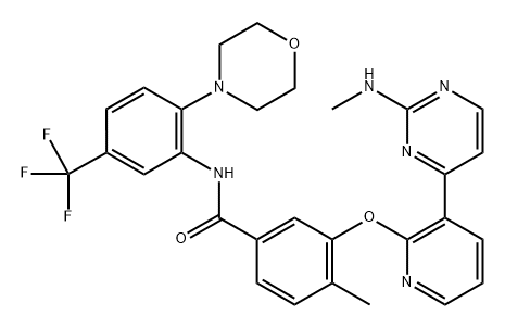 Benzamide, 4-methyl-3-[[3-[2-(methylamino)-4-pyrimidinyl]-2-pyridinyl]oxy]-N-[2-(4-morpholinyl)-5-(trifluoromethyl)phenyl]- Structure