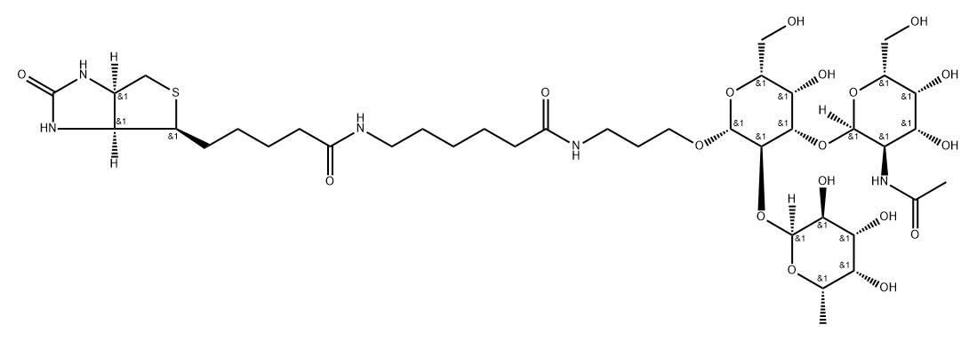 (3aS,4S,6aR)-N-[6-[[3-[[O-2-(Acetylamino)-2-deoxy-alpha-D-galactopyranosyl-(1-3)-O-[6-deoxy-alpha-L-galactopyranosyl-(1-2)]-beta-D-galactopyranosyl]oxy]propyl]amino]-6-oxohexyl]hexahydro-2-oxo-1H-thieno[3,4-d]imidazole-4-pentanamide Structure