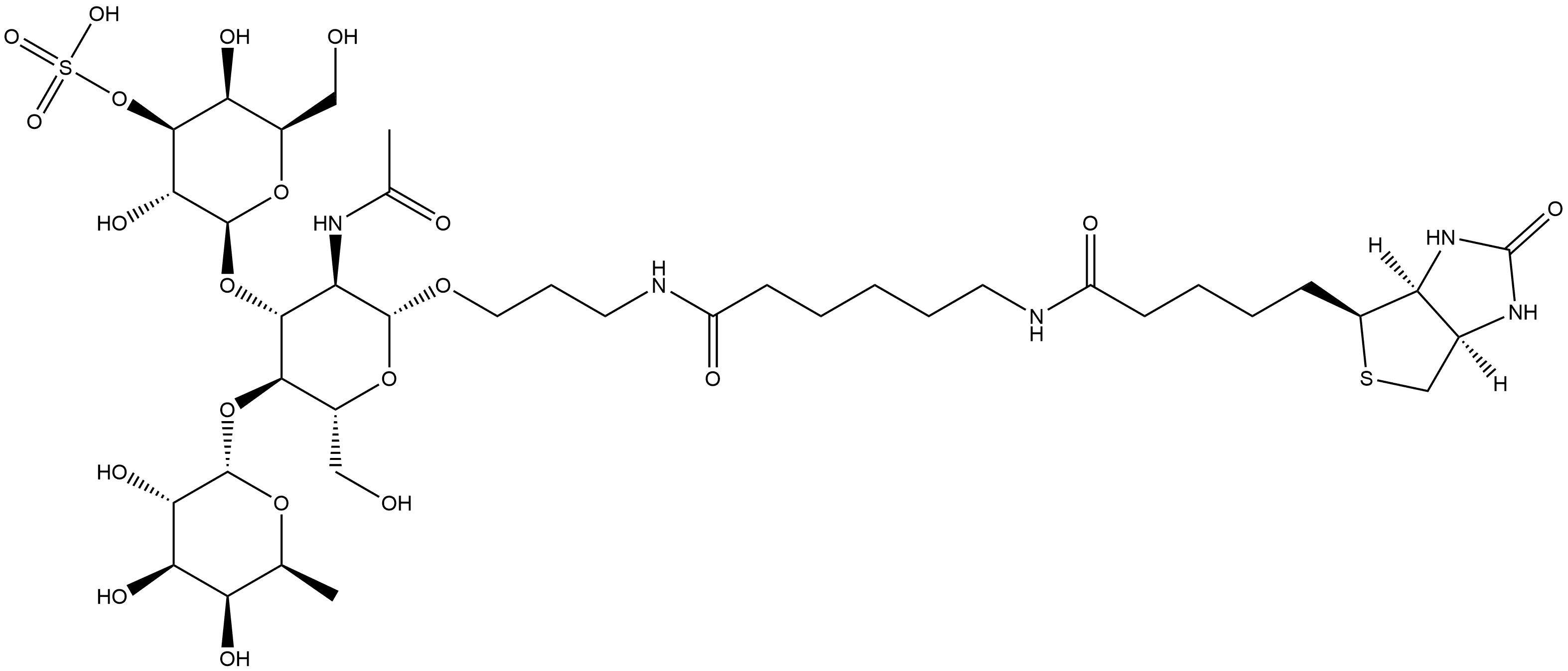 (3aS,4S,6aR)-N-[6-[[3-[[O-6-Deoxy-α-L-galactopyranosyl-(1→4)-O-[3-O-sulfo-β-D-galactopyranosyl-(1→3)]-2-(acetylamino)-2-deoxy-β-D-glucopyranosyl]oxy]propyl]amino]-6-oxohexyl]hexahydro-2-oxo-1H-thieno[3,4-d]imidazole-4-pentanamide Structure