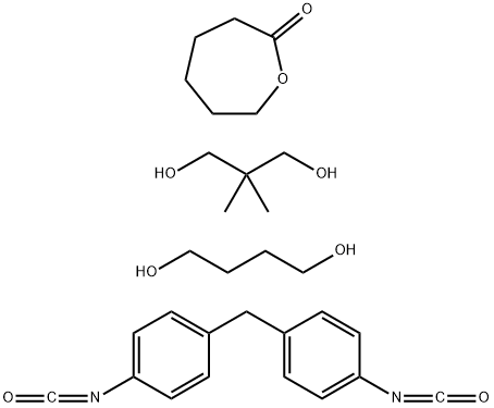 2-Oxepanone, polymer with 1,4-butanediol, 2,2-dimethyl-1,3-propanediol and 1,1'-methylenebis(4-isocyanatobenzene) Structure