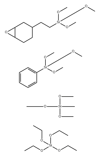 Silicic acid (H4SiO4), tetraethyl ester, polymer with trimethoxymethylsilane, (trimethoxysilyl)benzene and 3-[2-(trimethoxysilyl)ethyl]-7-oxabicyclo[4.1.0]heptane 구조식 이미지