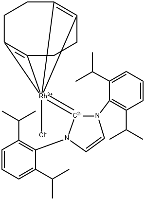 Rhodium, [1,3-bis[2,6-bis(1-methylethyl)phenyl]-1,3-dihydro-2H-imidazol-2-ylidene]chloro[(1,2,5,6-η)-1,5-cyclooctadiene]- Structure