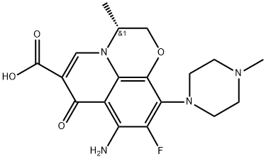 7H-Pyrido[1,2,3-de]-1,4-benzoxazine-6-carboxylic acid, 8-amino-9-fluoro-2,3-dihydro-3-methyl-10-(4-methyl-1-piperazinyl)-7-oxo-, (3R)- Structure