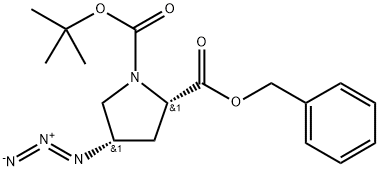 1,2-Pyrrolidinedicarboxylic acid, 4-azido-, 1-(1,1-dimethylethyl) 2-(phenylmethyl) ester, (2S,4S)- 구조식 이미지