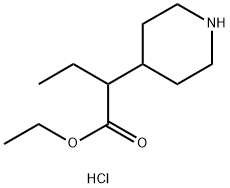 4-Piperidineacetic acid, α-ethyl-, ethyl ester, hydrochloride (1:1) 구조식 이미지