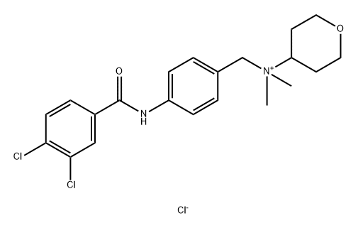 2H-Pyran-4-aminium, N-[[4-[(3,4-dichlorobenzoyl)amino]phenyl]methyl]tetrahydro-N,N-dimethyl-, chloride (1:1) Structure