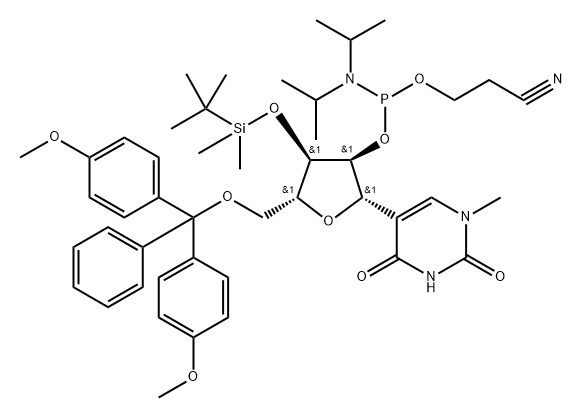 5'-DMT-3'-O-TBDMS-N1-Me-Pseudouricdine-CE-Phosphoramidite 구조식 이미지