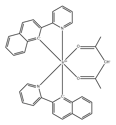 Bis(2-(naphthalen-2-yl)pyridine)(acetylacetonate)iridium(III) 구조식 이미지